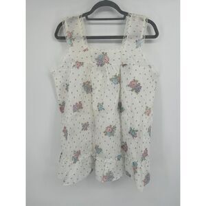 Vintage Floral Cotton Nightgown Dress Lace Trim Top Large Binstron Cottagecore